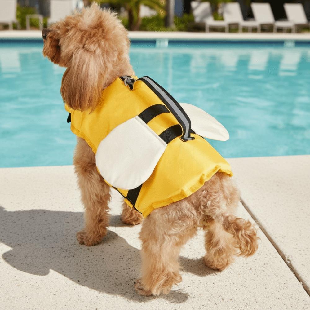 Bee/Dinosaur Shape Dog Life Jacket Adjustable Dog Swimming Suit Dog Swimsuit Small Medium Dogs