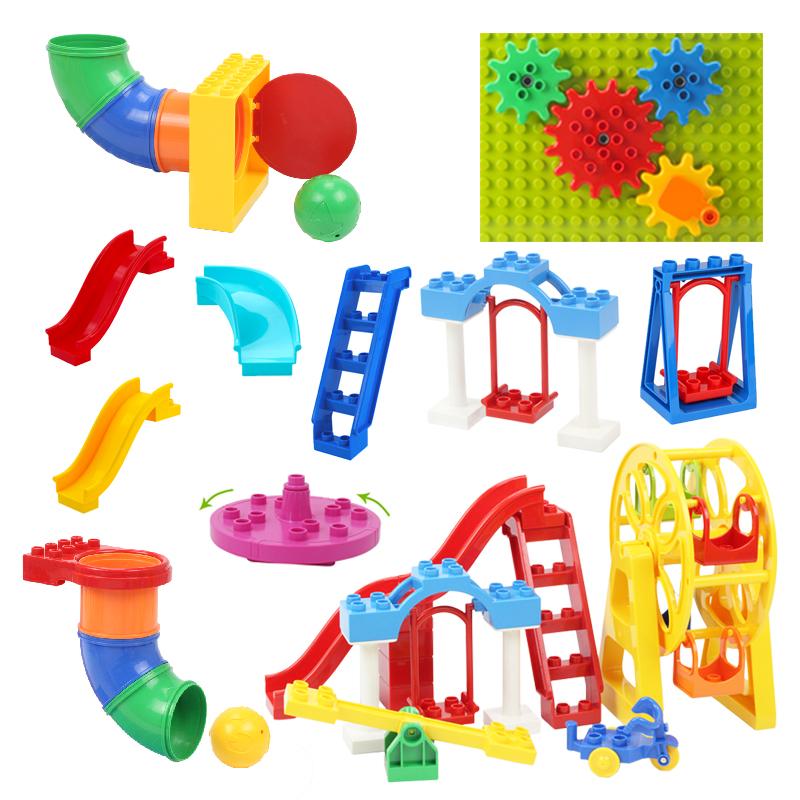 

Большие строительные блоки, аксессуары для сборки, детские игрушки, совместимые с duploes, парк развлечений, игровая площадка, набор для творчества, сделай сам