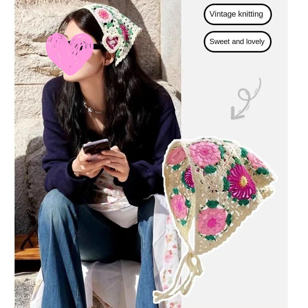 Little Daisy Headscarf Hat Multicolor Triangular Turban Scarf  for Spring Summer Outdoor