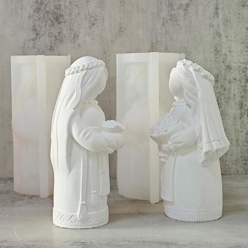 Bride Silicone Molds Hand-Making Supplies Home Ornament Moulds for Crafting Unique Candle Soaps and Decorative Items