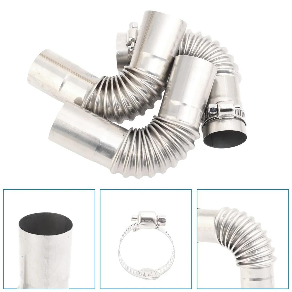 60-300cm Air Diesel Parking Heater Stainless Steel Exhaust Pipe Tube Vent Hose Elbow Connector Joiner W /Clamp For Car Truck Van