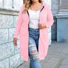 Women's Fashion Casual Plus Size Hooded  Long-Sleeve Solid Jacket