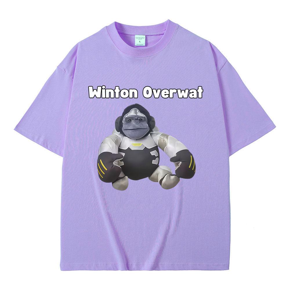 Winton Overwat Monkey Funny Meme Tshirt Men Women Fashion Oversized Short Sleeve T Shirts Male Casual Vintage Cotton Tshirts