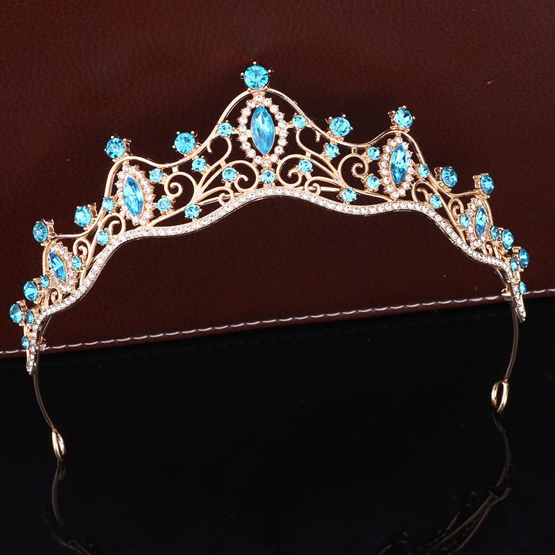 Retro Bride Crown Girl Princess Birthday Crown Alloy Rhinestone Headband Wedding Dress Accessories