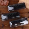 50Pcs Black 3 Grid Pastry Packaging Box With Lid Cake Roll Pastry Takeaway Freshness Boxes Food Grade Baking Dessert Case