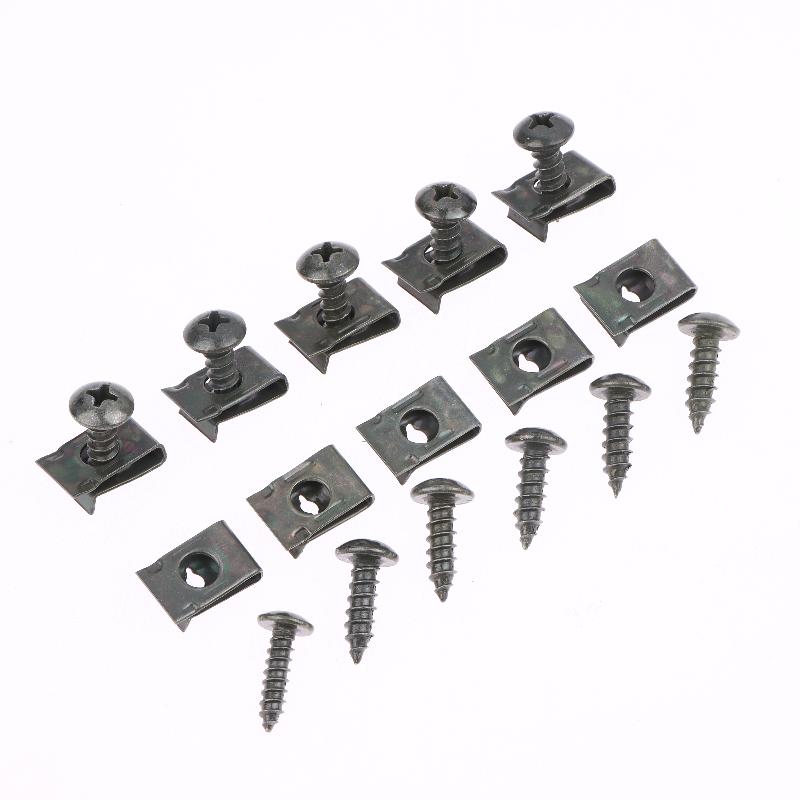 40/100Pcs Anti-Rust Protection Clip Screw Iron Sheet Kit Self Tapping Screws Fastener Clip For Car Moto U-Type Clip With Screw