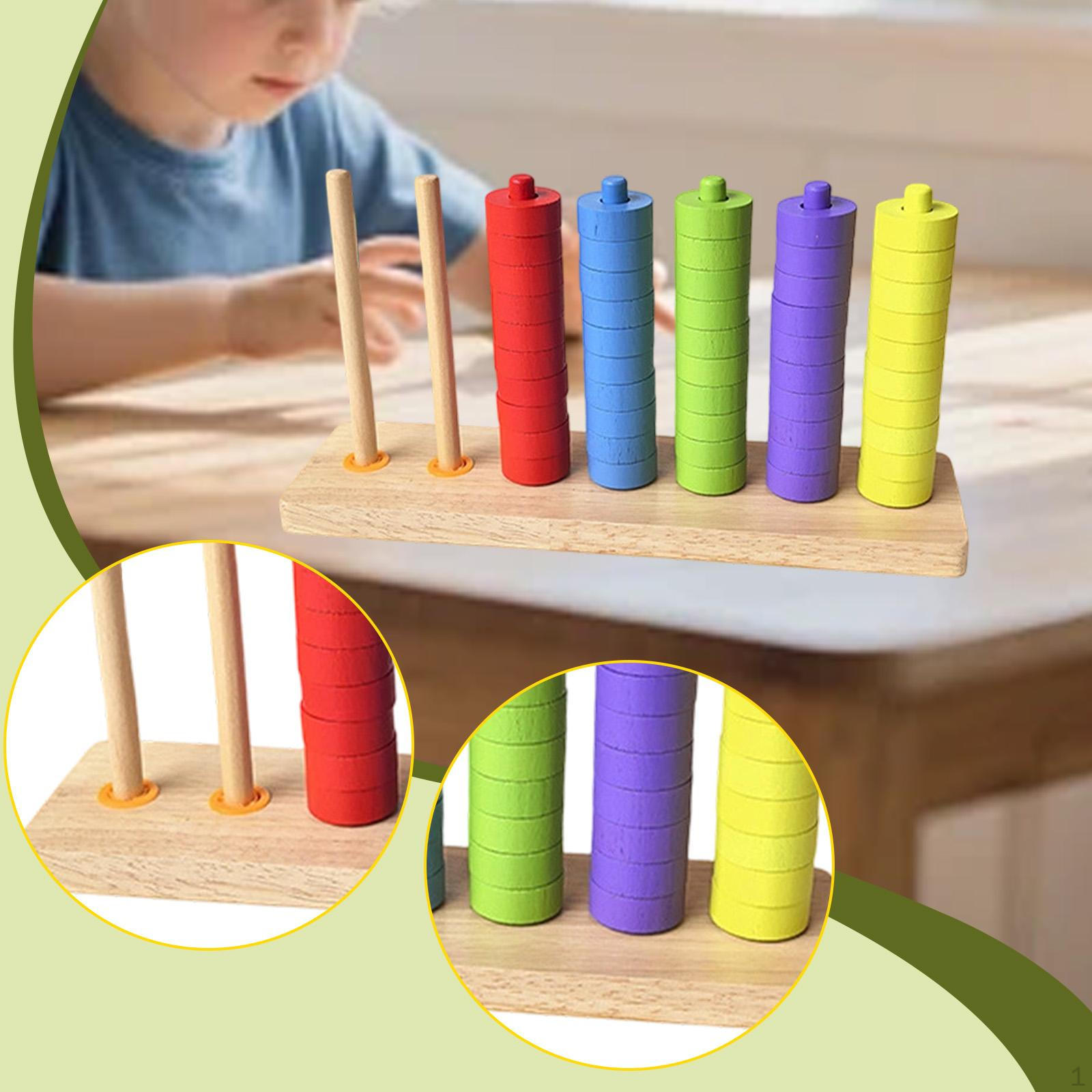 

Color Sorting And Stacking Toy – Game to Promote Fine Motor Skills Learning Educational 5 Colors