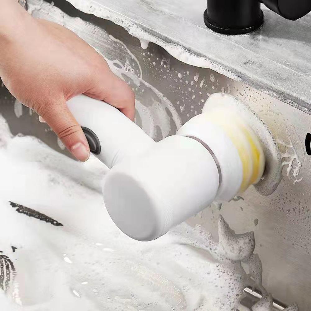 Electric Spin Scrubber with 5 Replaceable Brush Head Dishwashing Brush Multifunctional for Cleaning Bathroom Tub Tile Floor Car