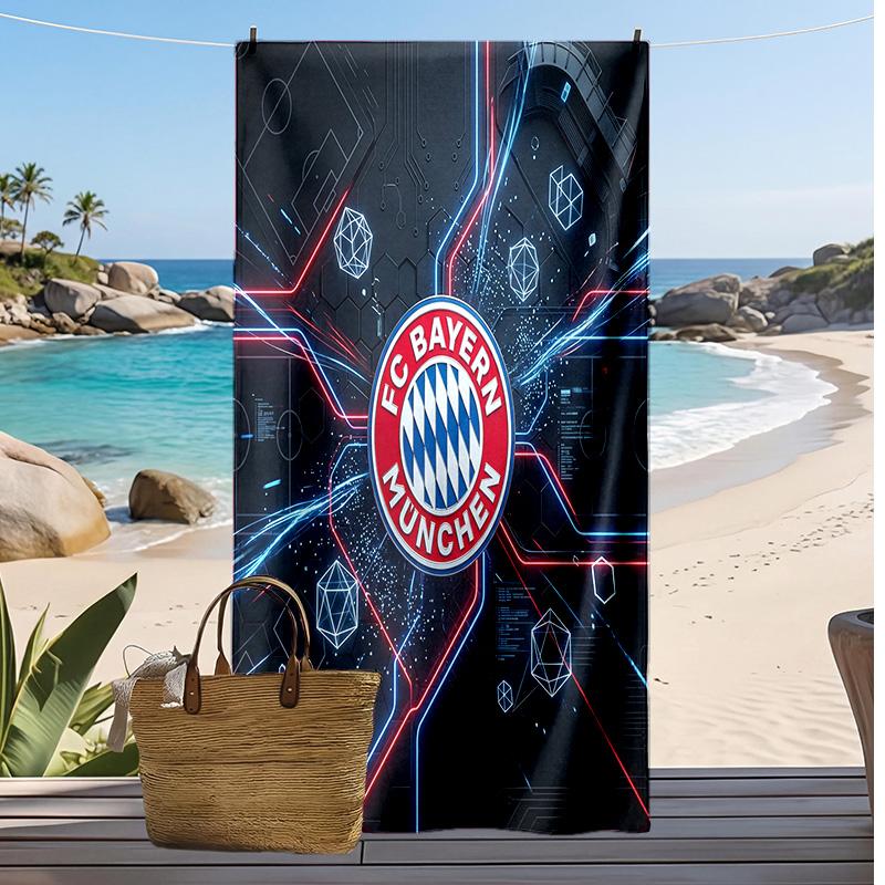 Asciugamano da Spiaggia Stampato Bayern Monaco Asciugamano Morbido ad Asciugatura Rapida Coperta da Spiaggia Rettangolare Grande Portatile per Viaggi Piscina