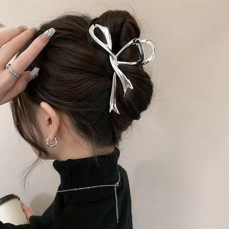 Ženy Nová Vintage stuha Mašľa Pazúriky do vlasov Vynikajúca kovová spona do vlasov Sponky do vlasov Pre ženy Doplnky do vlasov Barrettes Sponky na žraloky