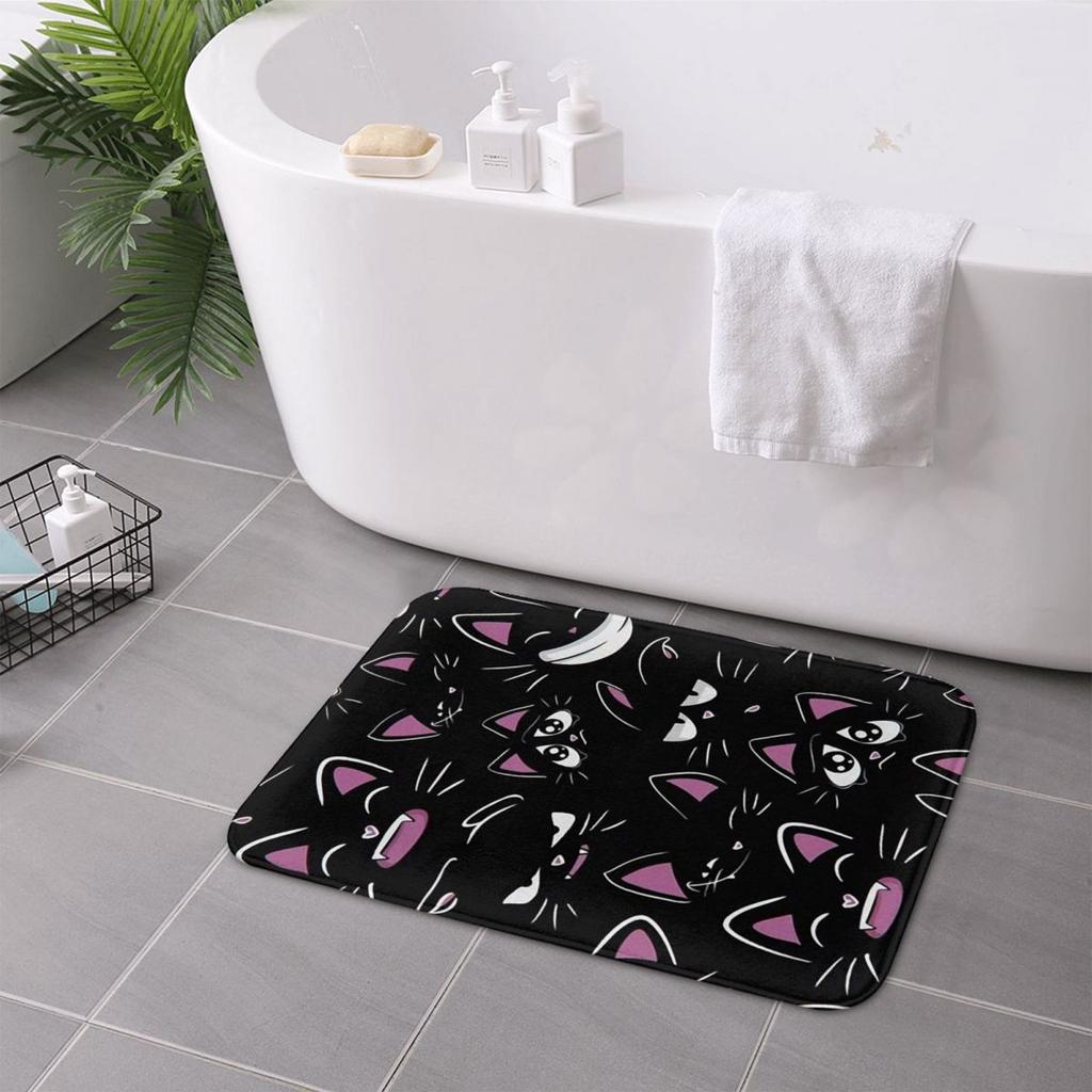 Colorful Cat Silhouettes Cartoon Black Cats Non-slip Doormat Floor Mat Carpet Rug for Kitchen Entrance Home Bedroom Footpad Mats