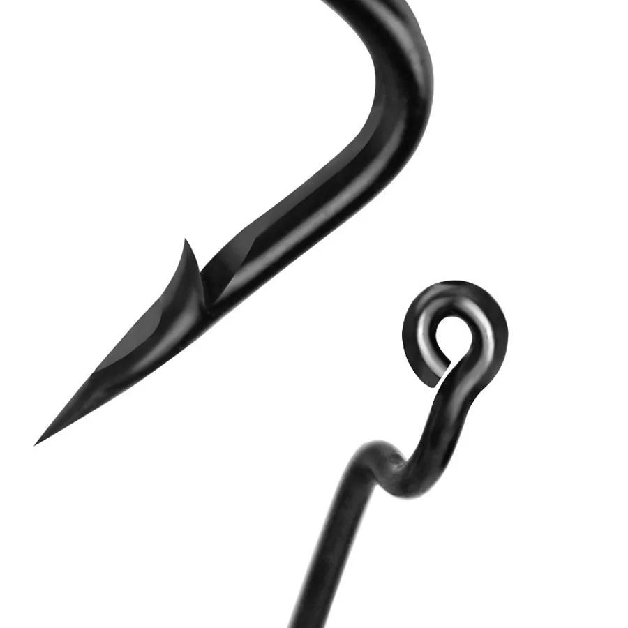 50pcs High Carbon Steel Crank Offset Fishing Hooks for soft Worm Baits Barbed Sharp Hook Big Wide Gap Crank Hook 7 Size Fishhook 260319