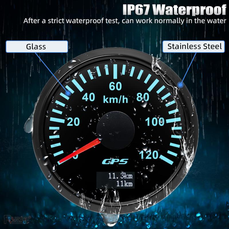 Waterproof 52MM GPS Speedometer 200km/h 120km/h 60 km/h Speed Odometer with Antenna 7 Colors Light Universal For Car Boat Marine
