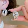 Silver Needle Three-layer Polka Dot Brushed C-shaped Earrings Women's High-end Temperament Versatile Earrings Fashion Light Luxury Earrings Earrings