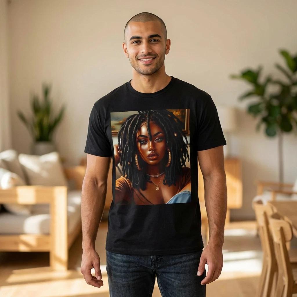 Woman with Dreadlocks Portrait T-shirt | Brown Tee S