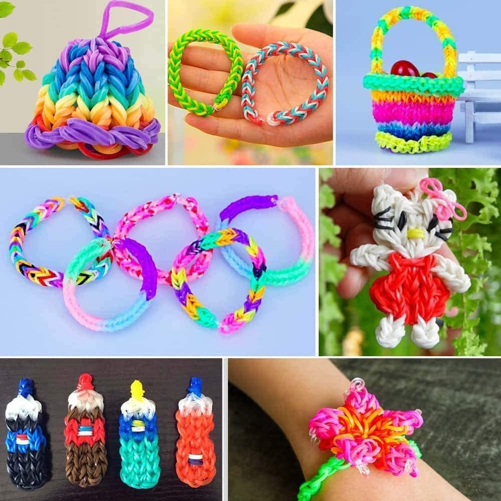 Rolybag 400 Pieces Colorful S-Clips, Rubber Bands, Loom Bands, S-Clips, Plastic Connectors, Supplement Kit for Loom Bracelets and DIY Bracelet Making