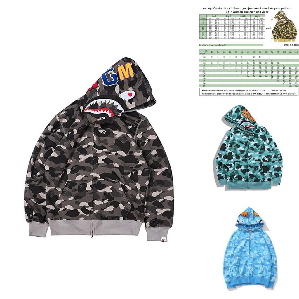 Lebendiger Camouflage-Hoodie mit Hai-Aufdruck Warme Streetwear für Herren Damen