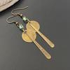 Bohemian Turquoise Ethnic Long Lightweight Beaded Bronze Pendant Earrings Gift