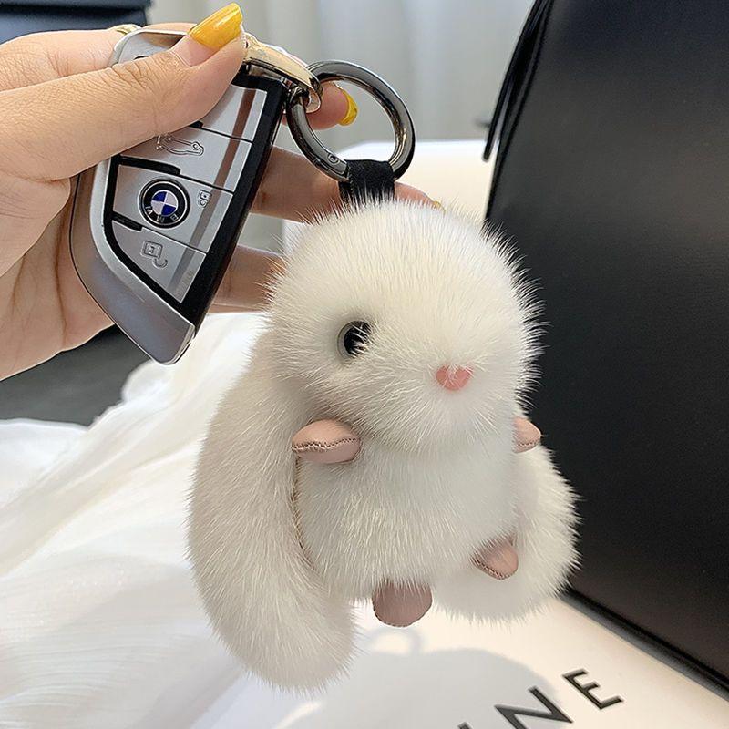 Faux Mink Fur Rabbit Plush Keychain Cute Premium Bag Charm Pendant Doll Birthday Gift For Women