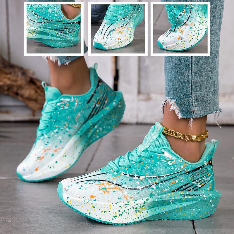 Ladies' Casual Versatile Thick Soled Shoes, Lightweight, Comfortable, Breathable, Sports Carbon Plate Couple Shoes, Night Light Fashion Running Shoes