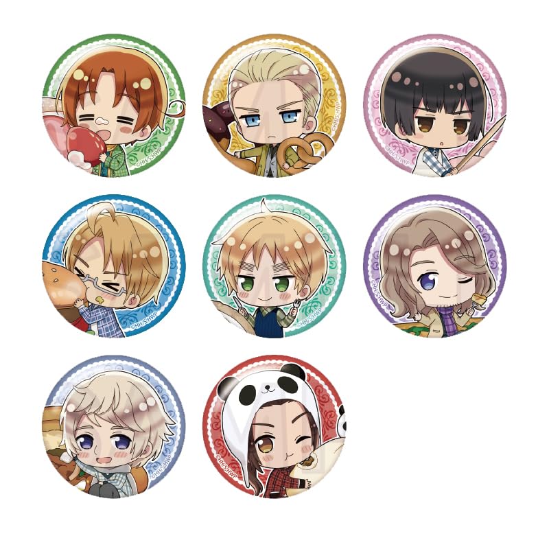 Y Line Hetalia Trading Badge Tinplate Box of 8 WorldStars Yummy! Ver. Vol.1 57mm