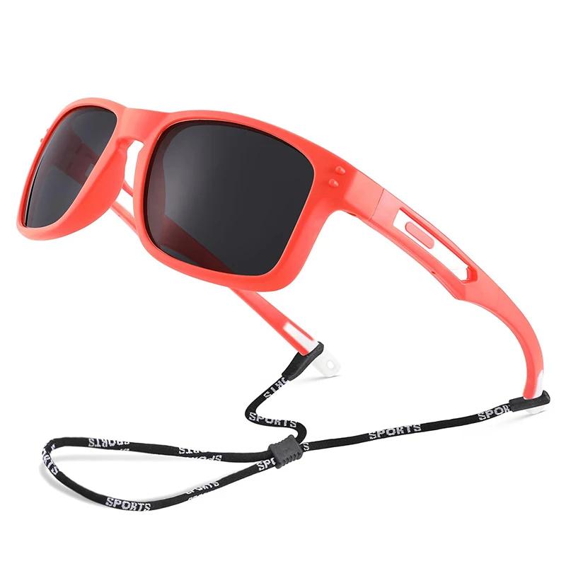 

Outdoor New Kids Polarized Sunglasses Flexible Rectangular Frame Sports Boys Girls Sun Glass with Strap Age 3-12 3-12 Years old