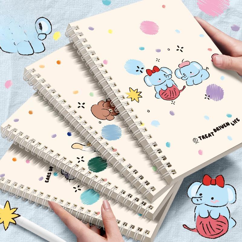 Coil Thickened Paper Hard Shell Cover Student Horizontal Line Cute Animal Notebook Notepad