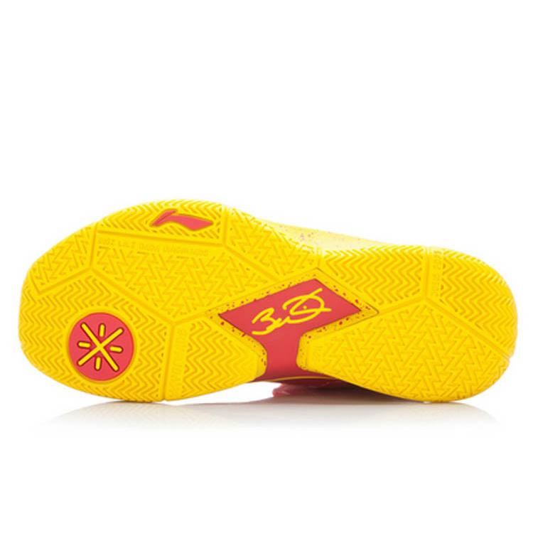 New LiNing WOW 3 Cushioned Slip Resistant Mid Top Basketball Shoes Men's Yellow Red Lightweight Edition ABAK031-4