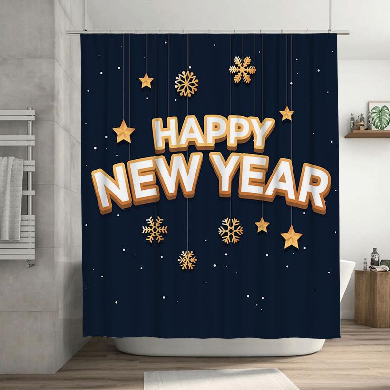

Tu Festive Holiday Shower Curtain Merry Christmas Bathroom Decor Waterproof Xmas Pattern Backdrop Winter Theme Party Supplies W60H190(CM)-1 Pcs