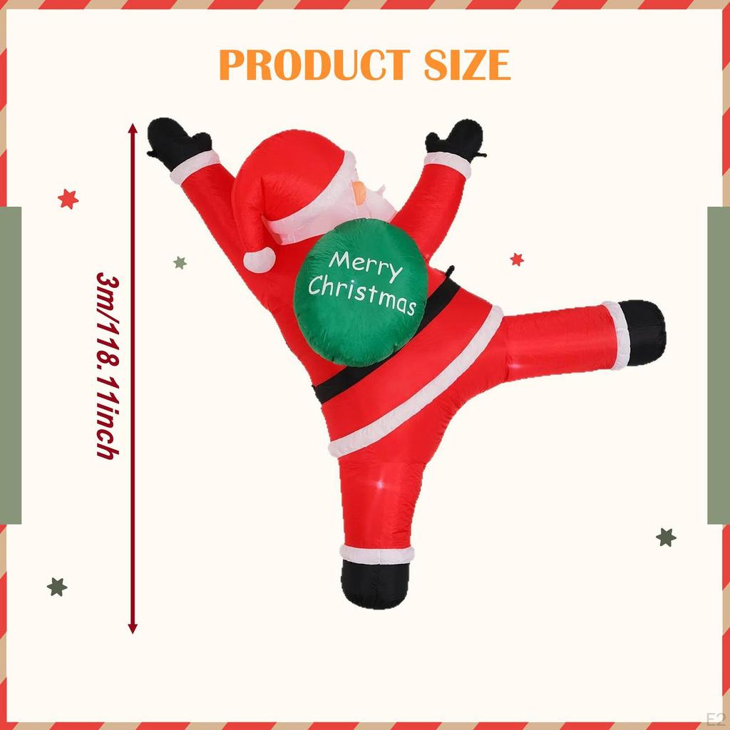 118.11inch Climbing Inflatable Santa with LED, Home Decor Yard Decoration Christmas