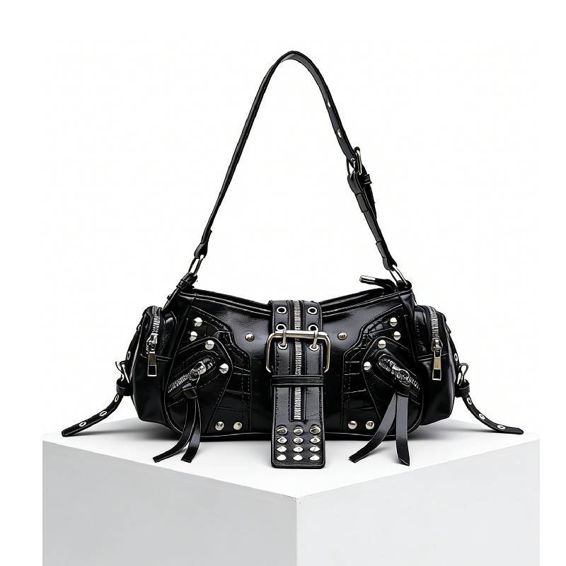 Pu Leather Leopard Print Crossbody Bag With Rivets And Tassels For Daily Use