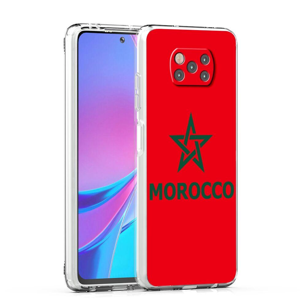 Morocco Flag Soccer Phone Case For Xiaomi Poco X3 NFC F3 M3 X4 X5 Pro 5G Mi 11 12 Lite Ultra 11T 11X 12T Pro 11i Clear Cover