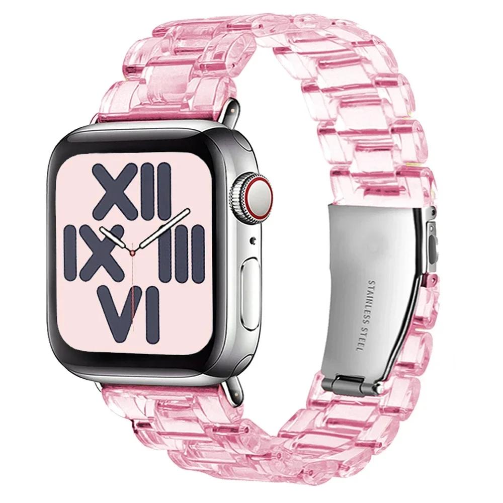 Transparent Strap for Apple Watch Band 41-45mm-42-46mm-40mm-44mm 38mm Link Bracelet Iwatch Series 8 7 6 5 4 SE 9 10 Ultra 2 49mm