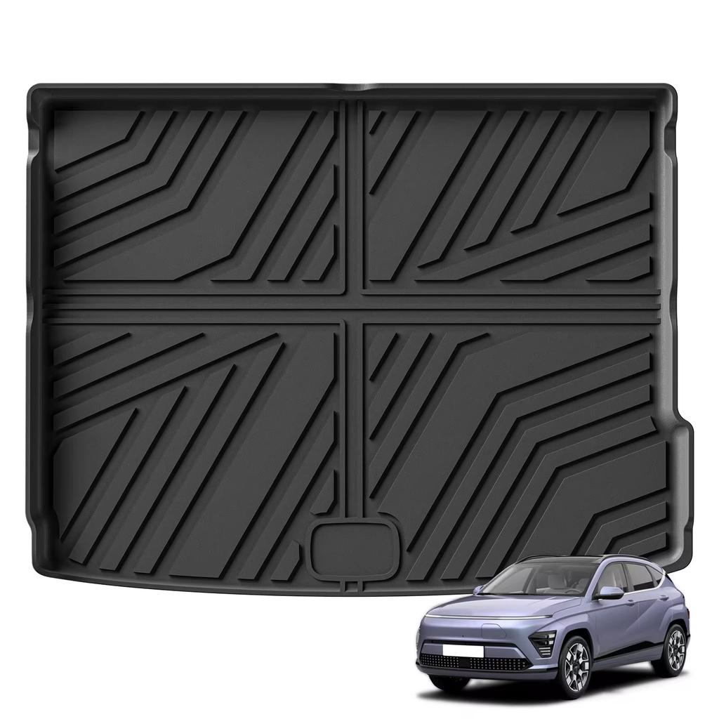 SMABEE for Hyundai Kona Electric 2024 2024 TPE 3D Car Rear Trunk Pad Cargo Liner Trunk Mat All Weather Black Protection