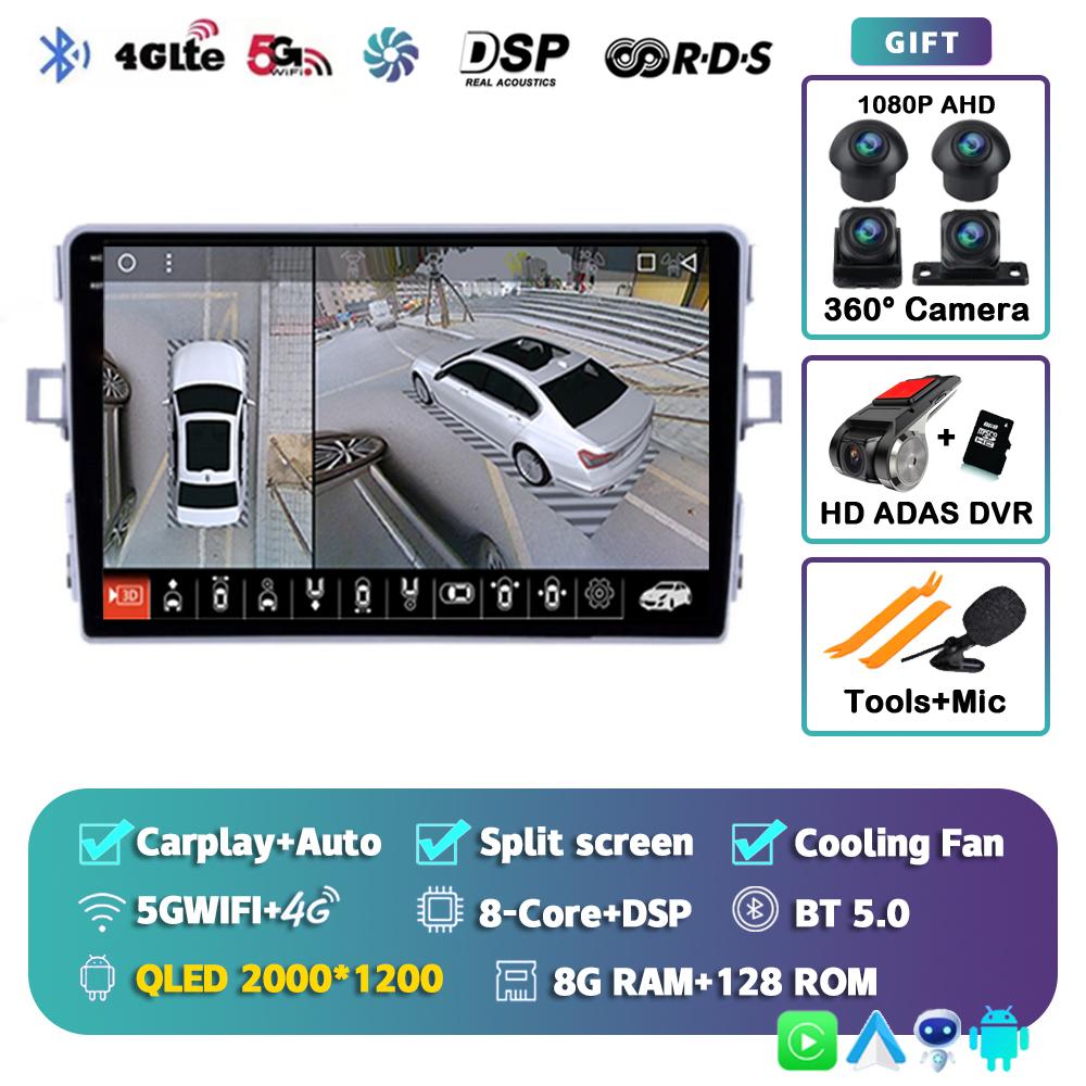 Android 14 Carplay Car Radio For Toyota Verso R20 2010-2013 2014-2016 Multimedia Player GPS Navigation Head Unit 2din Stereo DSP