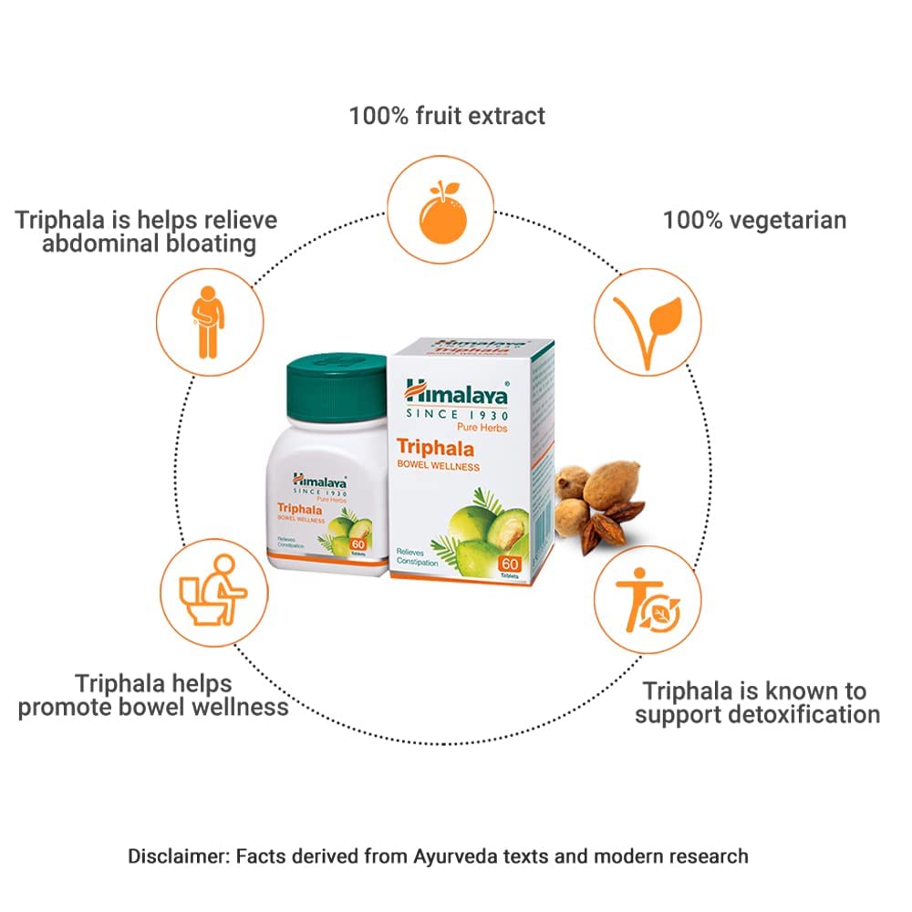 Himalaya Herbals Triphala Capsules For Digestive Health Relief From Bloating And Constipation Support – 60 Capsules