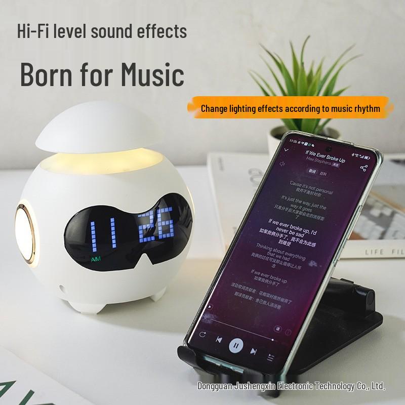 Bluetooth Speaker Alarm Clock with Memory and 7-Color Mood Lamp
