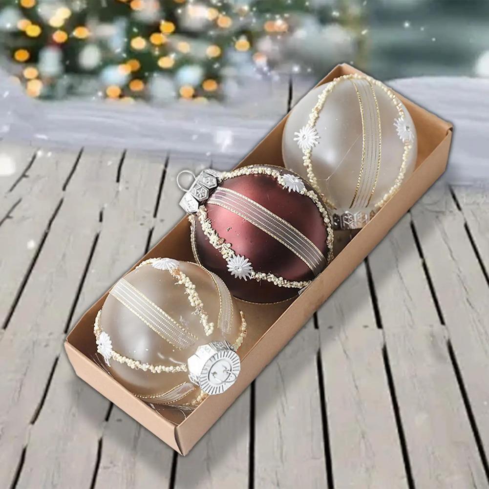 3 Boxes Of Christmas Tree Hanging Decoration Ornaments 8cm Shatterproof Plastic Balls For Holiday Home And Party Decor