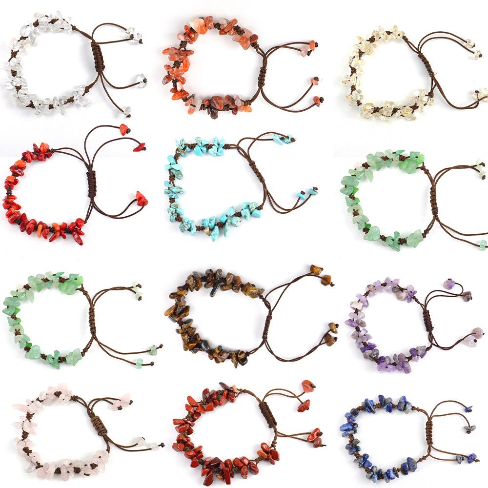 Natural Crystal Agate Gravel Hand-Woven Bracelet Bracelet, Adjustable B30