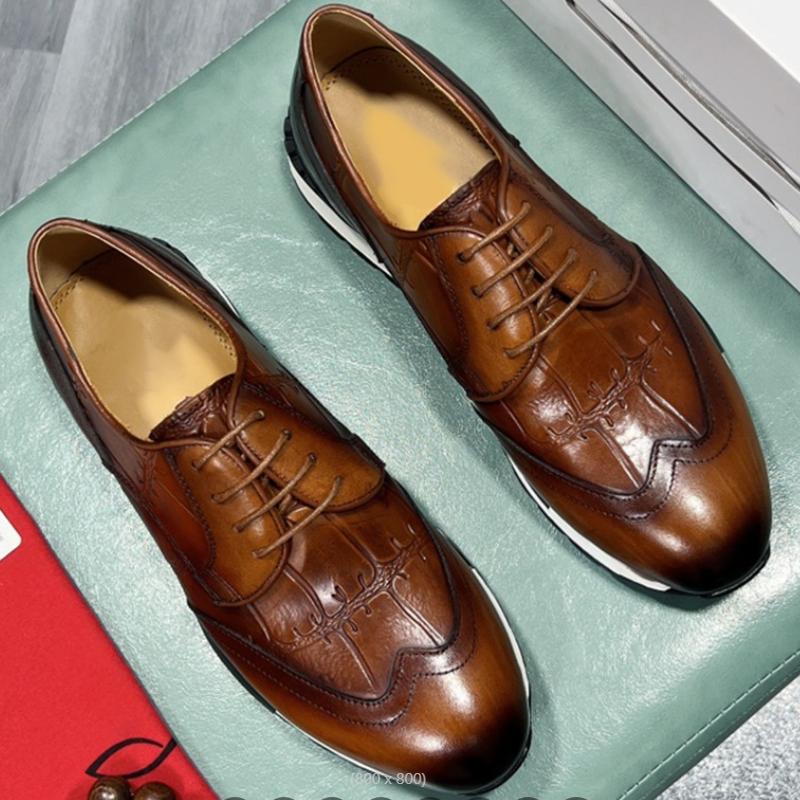 Fashion Men's casual leather shoes spring autumn Brock carved light lace-up cowhide sports wedding shoes zapatos sapat a17