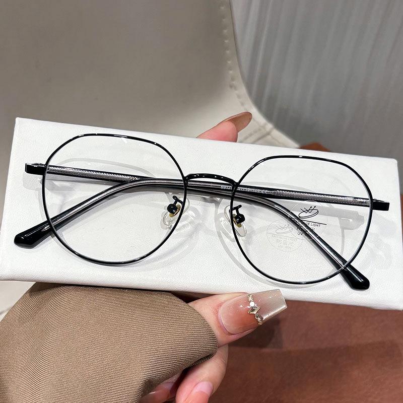

High-End Women s Gold Wire Glasses Frame, Myopia Compatible with Unique Polygon Design