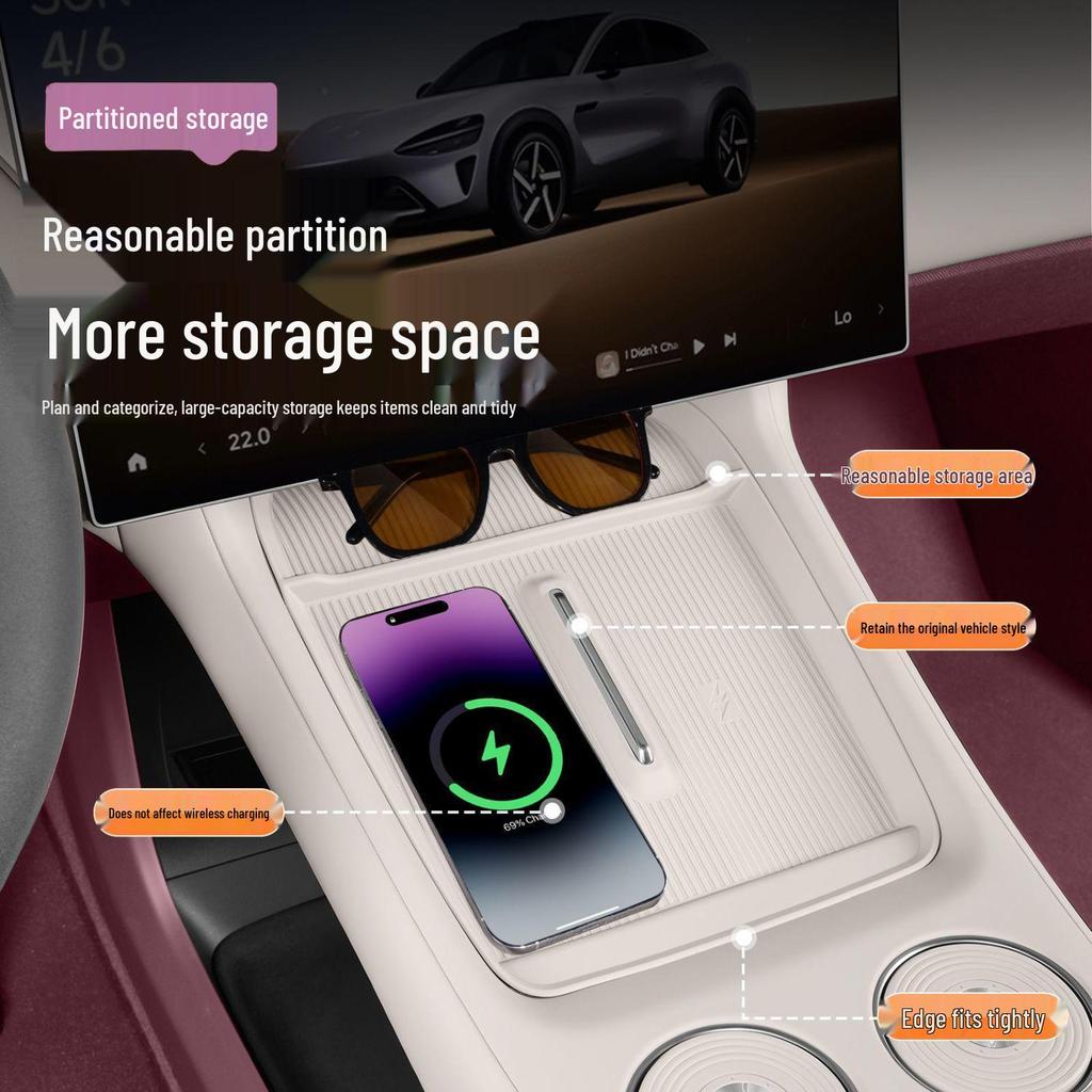 Silicone Anti-Slip Pad for Xiaomi YU7 Wireless Charger: Car Storage Box and Cup Holder Protection