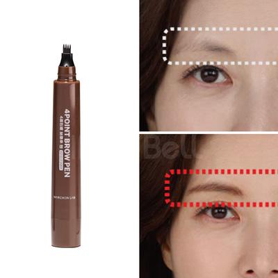 3 Seconds Youthful Eyebrows, Natural 4-Point Fork Brush Eyebrow Pen, Waterproof Tattoo Pen, Natural Brown, 5 Pcs.