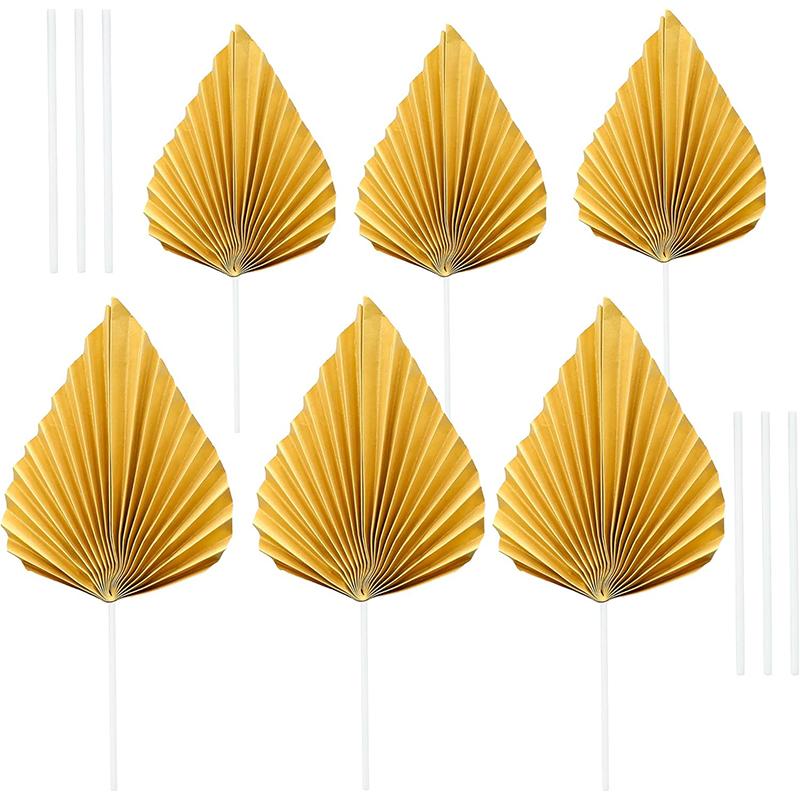 

2/4/6Pcs Cake Toppers Decorations Gold Pink Palm Leaves Cake Decor Ornaments Christmas Birthday Wedding Party Home DIY Decor 2Pcs золотий