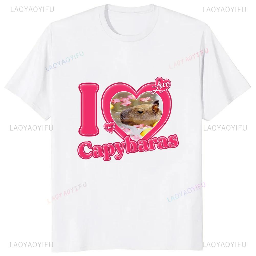 Dont Be Worry Be Capy Printed Retro Funny Capybara Graphic T Shirts Streetwear Short Sleeve Man Tshirt Loose Casual Women Tees