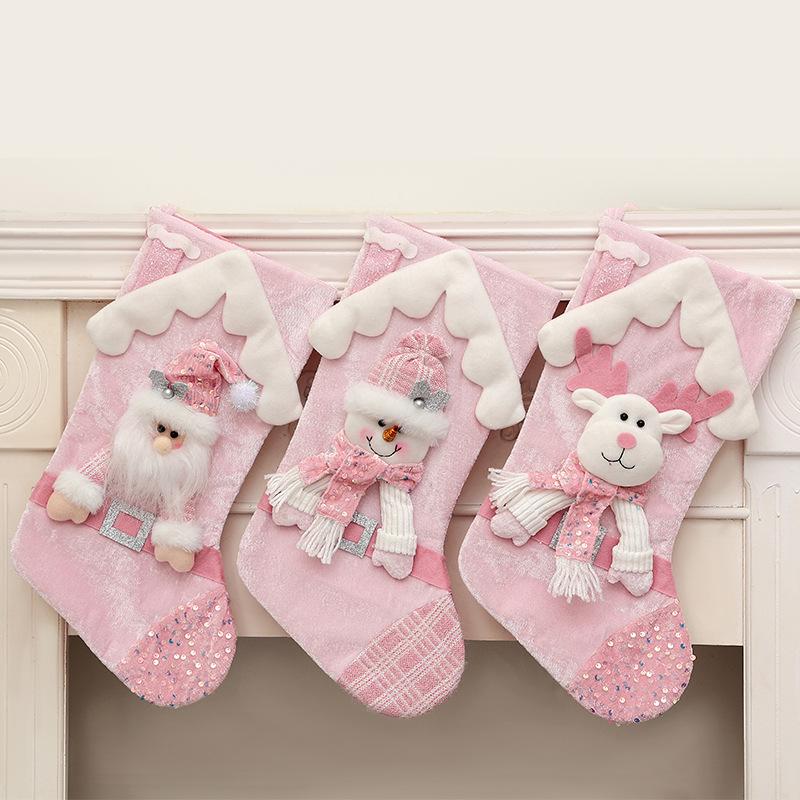 Pink Sequin Cross-Border Christmas Stocking for Kids' Gifts