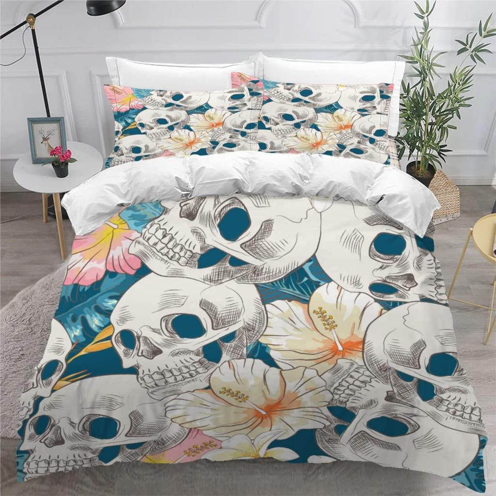 Skull And Beauty Duvet Cover Set Full Size Gothic Sugar Skull Angels And Demons Bedding Set With Pillowcase Twin Double Bed Sets