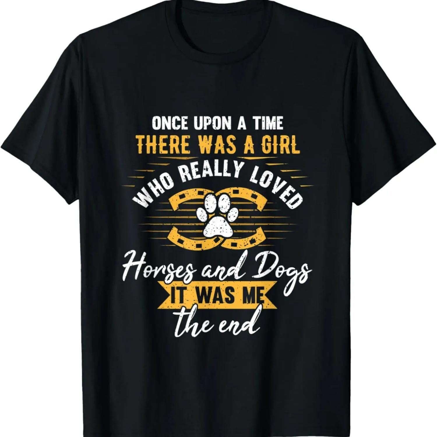 Once Upon A Time There Was Girl Who Loved Horse And Dog T-Shirt XXXXXL чёрный