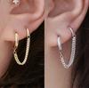 1Pcs Stainless Steel Double Ear Hole Link Chain Hoop Earring For Women Ear Jewelry Accessories Gift Wholesale