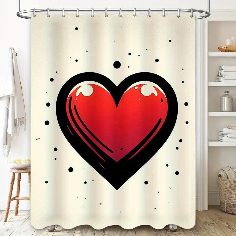 Red Heart Waterproof Shower Curtain